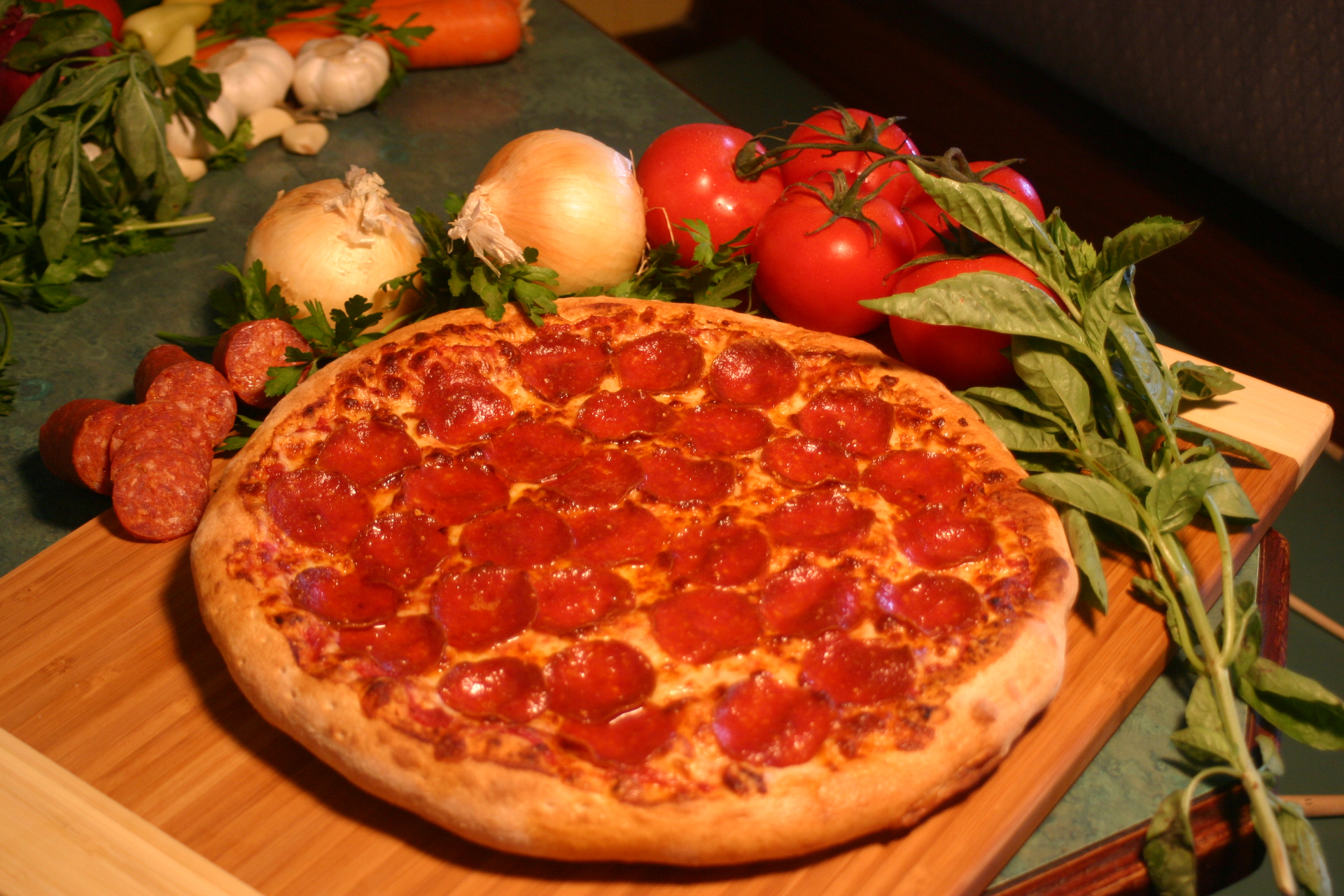Classic pepperoni pizza from Lamppost Pizza
